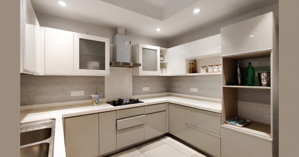 Modular Kitchen with Wall-Mounted Cabinets